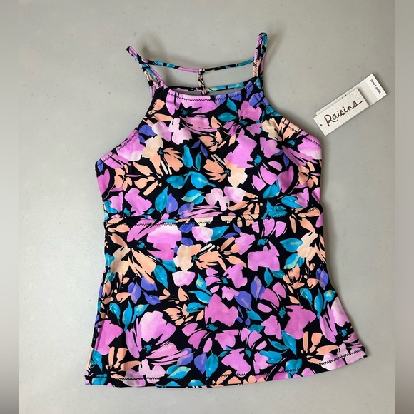 Raisins Salt + Soul Noumea Cami Tankini Swim Top Blue & Purple Floral Small NWT - Picture 3 of 6
